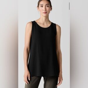 Eileen Fisher black sleeveless blouse 100% silk Petite M